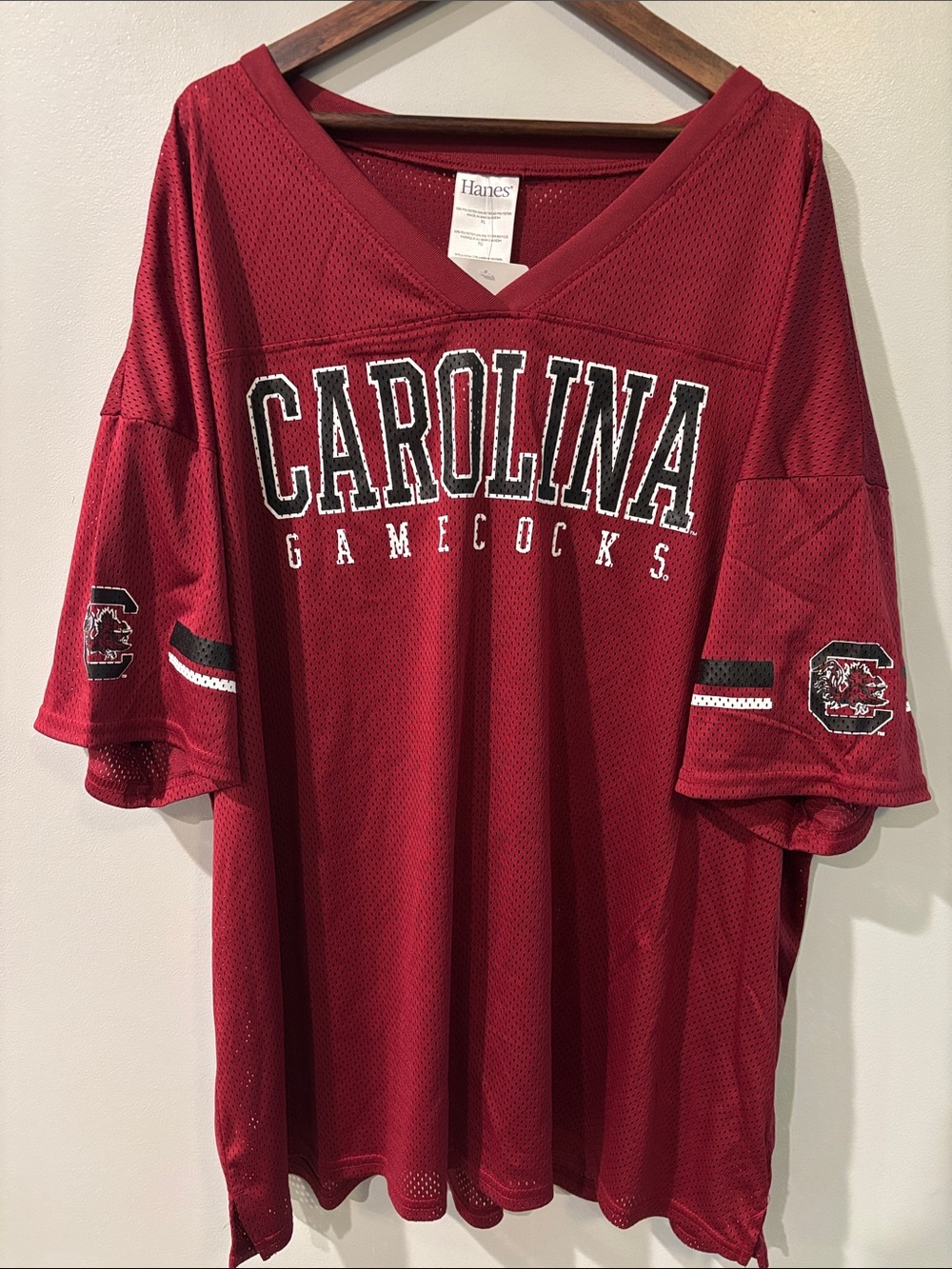 Hanes Men's Carolina Gamecocks Maroon Mesh V-Neck Jersey